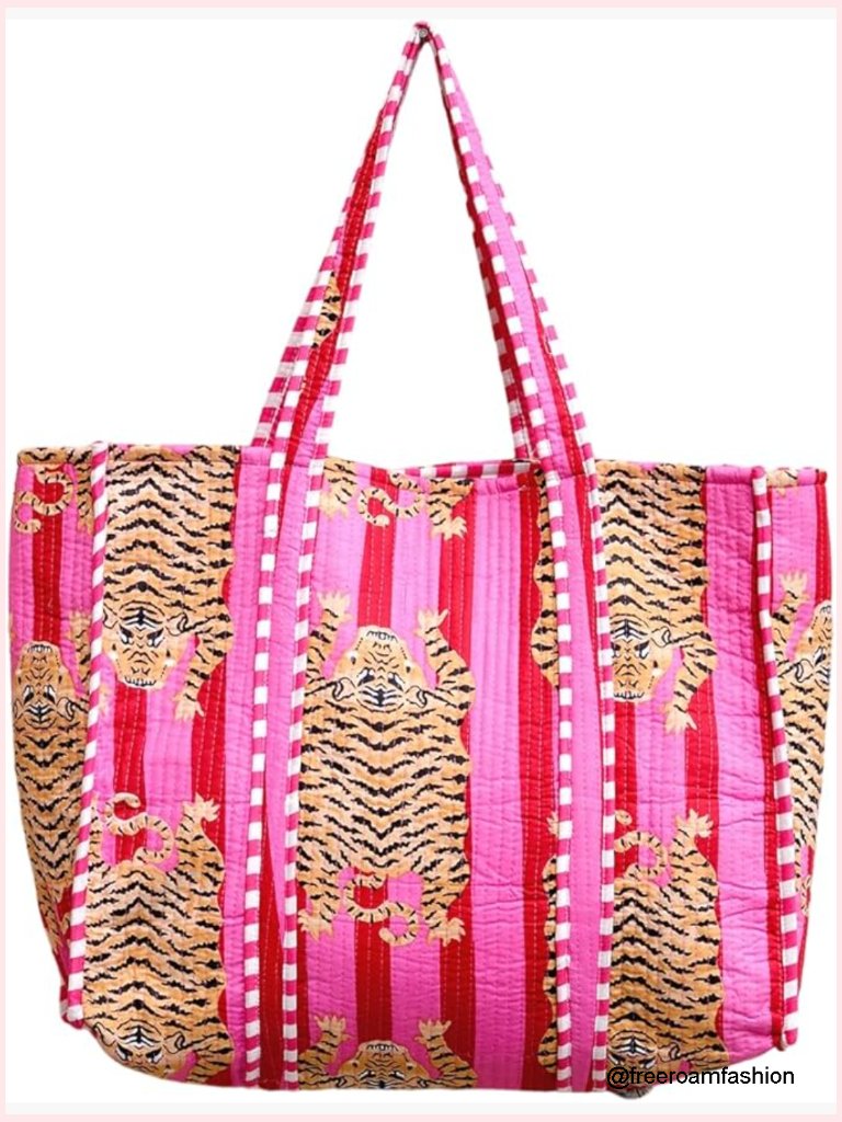 Cotton Quilted Tote Bag 18x18 Inches Spacious Travel Shopping
